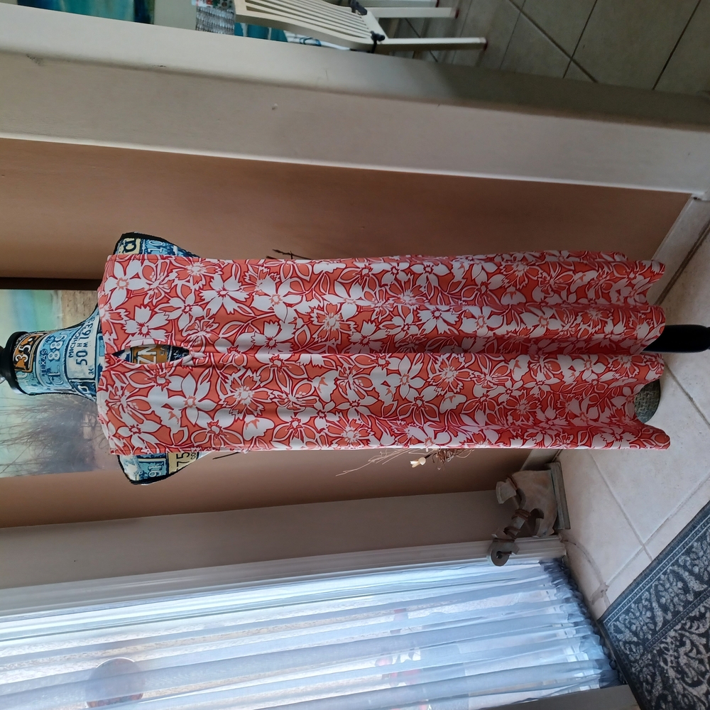Orange and White Resort Midi Sundress - Picture 2 of 3